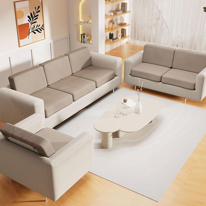 hyha Waterproof Sectional Couch Covers, Non Slip Sofa Couch Cushion Covers L Shape, Thick Stretch Jacquard Fabric, Washable Sofa Slipcovers with Elastic Bottom (1 Piece for Chaise XL, Taupe)