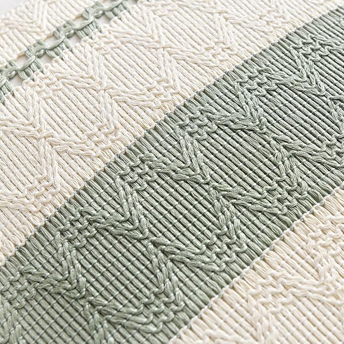 Fancy Homi Set of 1 Sage Green Boho Big Decorative Throw Pillow Covers 24x24 Inch for Living Room Bedroom Couch Bed, Rustic Retro Cushion Case, Bohemian Room Home Decor