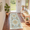 RELEANY Area Rugs 2'x6' Runner Rug Non Slip Washable for Kitchen Hallway Bedroom Beside Laundry Room Bathroom Rug, Floor Carpet, Light Yellow Carbon Grey Orange
