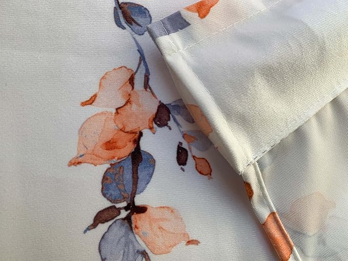 Watercolor Fall Leaves Window Valance for Bedroom Living Room, Orange Leaf Vine Plant Curtains Valanes for Windows, 3" Rod Pocket Window Treatment for Autumn Home Decorations, 54 x 18 Inch, 1 Panel