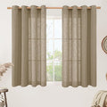 LAMIT Semi Sheer Linen Curtains 45 Inches Long, Light Filtering Panels Bronze Grommet Country Decor Drapes for Bedroom/Window/Farmhouse, Taupe, 2 Panels, 52 x 45 Inch
