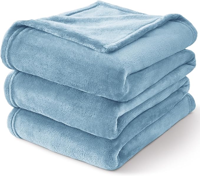 BEDELITE Fleece Blanket Twin Size Washed Blue Throw Blankets for Couch & Bed, 300GSM Luxury Plush Cozy Fuzzy Blanket 60x80 inches, Super Soft Warm Lightweight Throw Blanket for Travel Camping