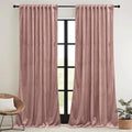RYB HOME Girls Curtains for Bedroom, Back Tab Room Darkening Baby Kids Velvet Curtains 90 inches Long for Nursery, W 52 x L 90, 2 Panels Set