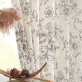 jinchan Linen Blend Curtain Floral Curtains for Living Room 96 Inch Length Black Printed Curtain Rod Pocket Back Tab Farmhouse Peony Flower Patterned Drapes Bedroom Window Curtains Set 2 Panels