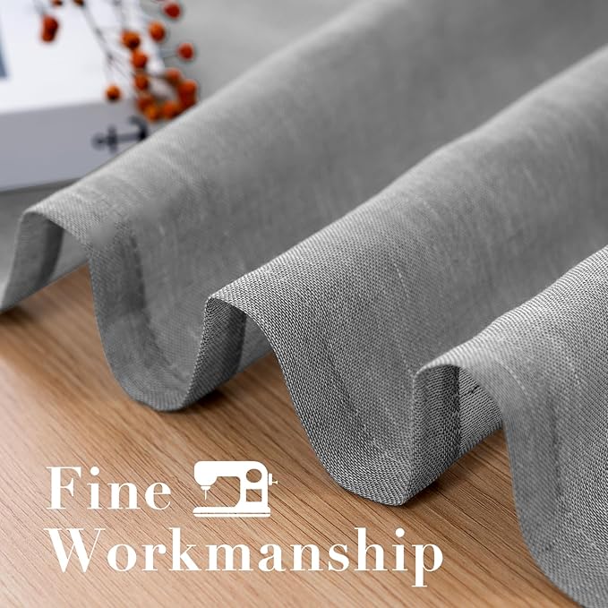 H.VERSAILTEX Linen Curtains Nickel Grommet Natural Linen Semi-Sheer Curtains 2 Panels Privacy Added Premium Soft Rich Material Drapes for Bedroom/Livingroom - 52x72 - Inch - Dove