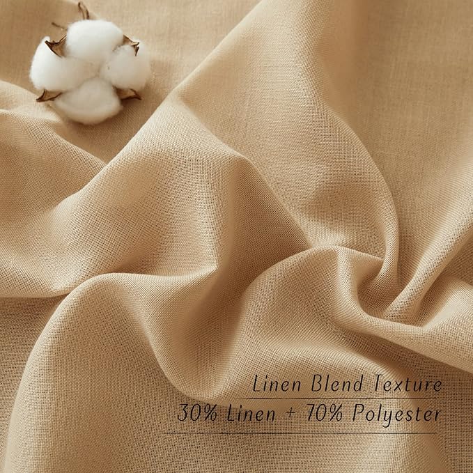 NICETOWN Rustic Linen 96 inch Long Curtains for Living Room, Grommet Privacy Added Thick Linen Weave with Light Filter Window Curtains & Drapes for Bedroom, Burlap, W42 x L96, 2 Panels