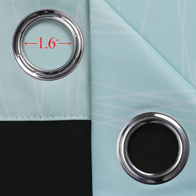 Estelar Textiler Aqua and Beige Ombre Blackout Curtains 45 Inch Length, Light Blocking Gradient Drapes for Kitchen, Thermal Insulated Grommet Curtains for Bathroom,52Wx45L,2 Panels