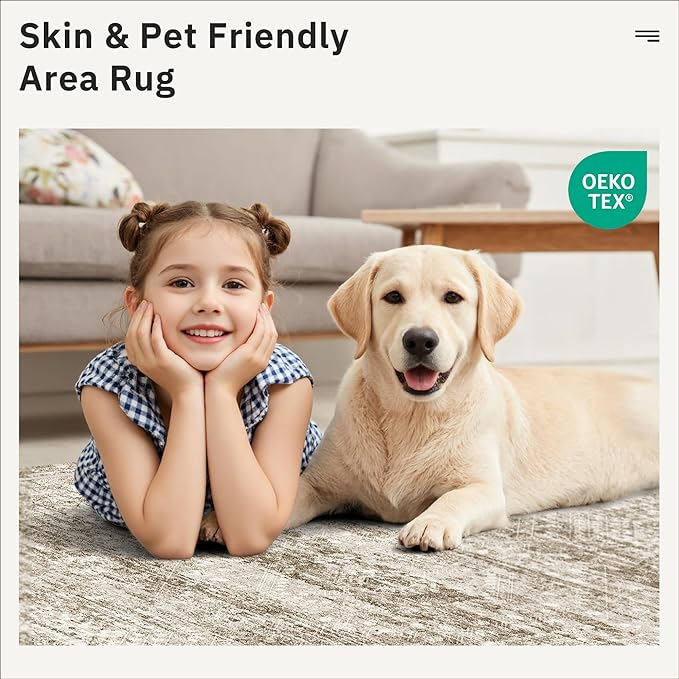 2x4 Washable Rugs for Kitchen, Floor, Entryway, Powder Room Small Area Rug Non-Slip Vintage Low Pile Throw Door Mat Brown