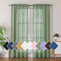 Simplebrand Sage Green Sheer Curtains 72 Inch Length 2 Panels for Living Room, Light Filtering Geometric Jacquard Clip Textured Rod Pocket Semi Sheer Curtains for Front Back Patio Glass Door，42x72 in