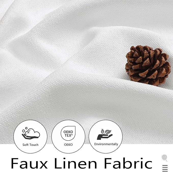 White Valances for Windows, Light Filtering Faux Linen Textured Small Short Valance Curtains for Bathroom Basement Farmhouse, Rod Pocket Top Half Curtains for Windows, 60Wx20L Inch