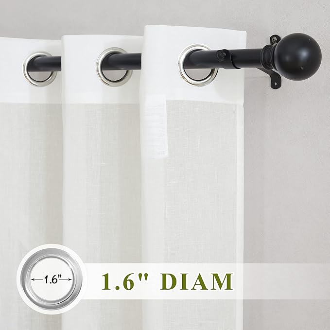 NICETOWN Linen Curtains for Bedroom 63 inch Long, Grommet Semitransparent Flax Sheer Window Curtains & Drapes Privacy with Light Filtering for Living Room, Ivory, 2 Panels, W36 x L63