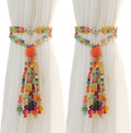 Magnetic Curtain Tiebacks, 2 Pack Colorful Agate Tassel Curtain Drapery Holdbacks, Boho Curtain Ties for Home Office Decorative