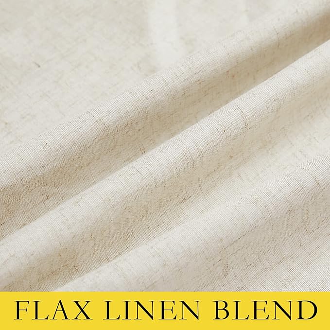 NICETOWN Natural Linen Curtains 45" Long with Noise Reducing for Small Window, 42" Wide, 2 PCs, Complete Blackout Drapes, Thermal Insulated & Noise Reducing Window Draperies with White Liner