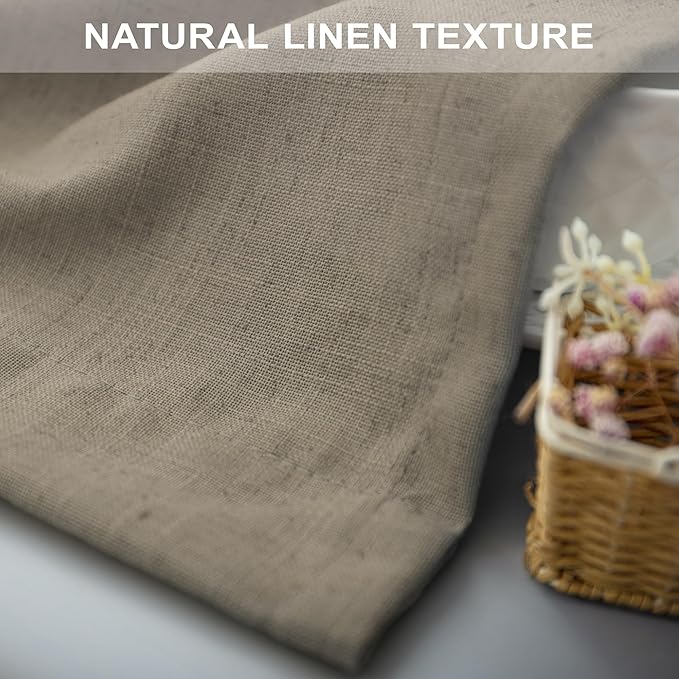 Pitalk Taupe Curtains 90 Inch Length 2 Panels Set Linen Light Filtering Sheer Light Brown Curtains for Living Room Bedroom Coffee Colored Primitive Drapes for Patio Sliding Door Back Tab Pocket 52x90