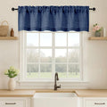OVZME Navy Blue Valance for Windows, Light Filtering Faux Linen Textured Small Short Valance Kitchen Curtain, Dual Rod Pocket Top Short Window Curtain for Bathroom Basement Farmhouse, 1 Piece, 60Wx14L