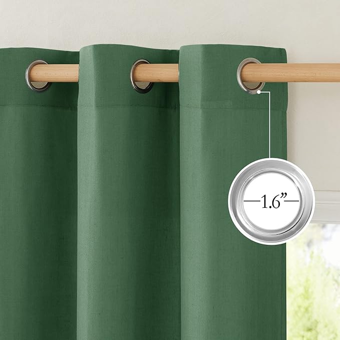 NICETOWN Rustic Linen 144 inch Long Curtains for Living Room, Grommet Privacy Added Thick Linen Weave with Light Filter Window Curtains & Drapes for Bedroom, Olive Green, W55 x L144, 2 Panels