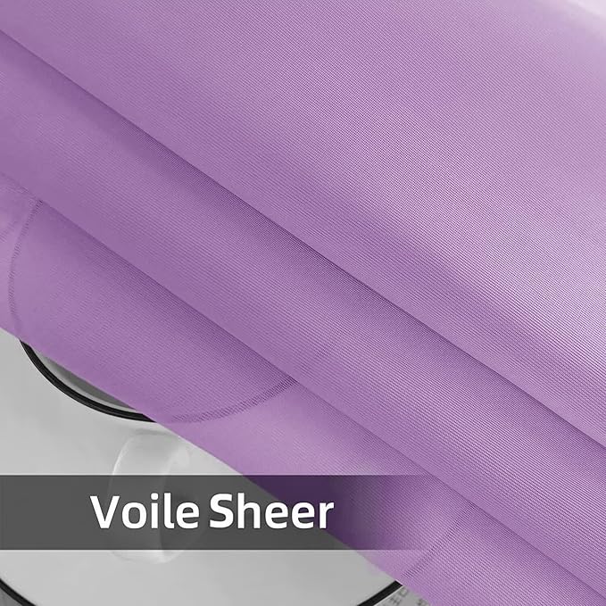 youleyar Solid Sheer Rod Pocket Curtain Voile Draperies 2 Panels White Beige Black Ivory Coffee 26 Inch Width 40 Inch Long 1 Pair for Kitchen Bedroom Children Living Room Yard(Lavender,26W x 40L)