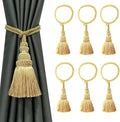 Fenghuangwu 6 Pack Curtain Tie Backs Rope Tassels for Curtains Drape tiebacks Handmade Outdoor Home and Outdoor Decorative (Gold, 6p)