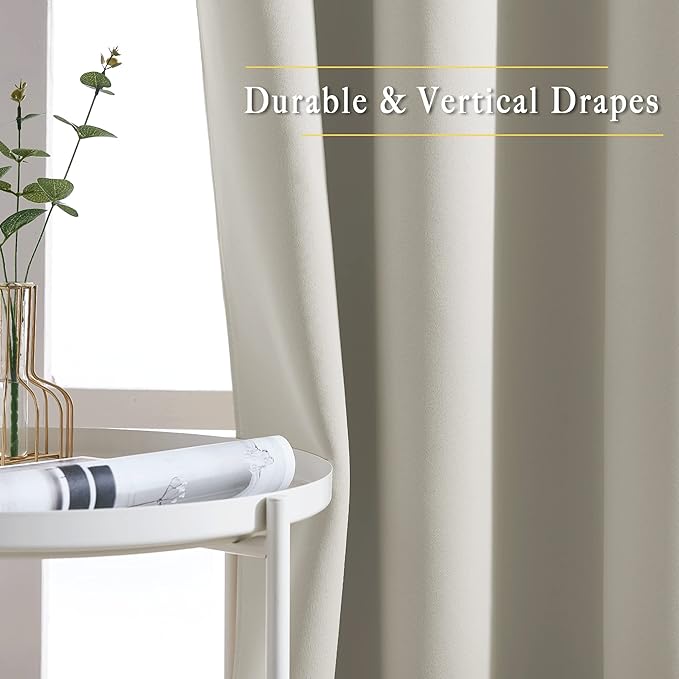 NICETOWN Natural Room Darkening Living Room Curtains 110 inches Long, Grommet Thermal Window Treatments Room Divider Blinds Sound Reducing for Living Room, W66 x L110, 2 Pieces