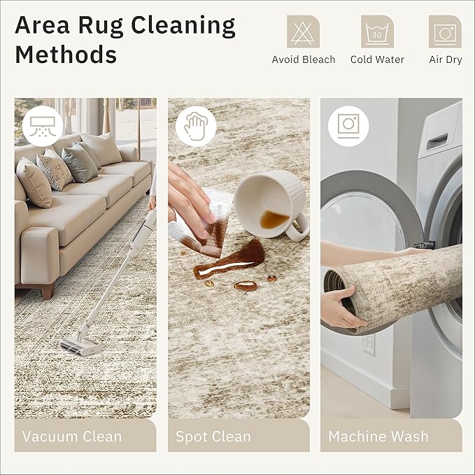 Hallway Runner Rug 3x16 - Vintage Non Slip Washable 16ft Kitchen Runner for Entrance Soft Long Carpet Runners for Living Room Bedroom Dining Room, Brown