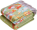 MSGKV Boho Throw Blanket 90"x90" Floral 100% Cotton Blanket with Flower and Butterfly for Bed Spring Breathable Lightweight Farmhouse Queen Blankets Home Decor Muslin