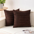 Pack of 2 Corduroy Decorative Throw Pillow Covers 26x26 InchSoft Striped Pillow Covers Modern Farmhouse Home Decor for Sofa Living Room Couch Bed（Dark Brown）