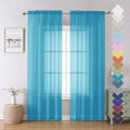 Lecloud Turquoise Sheer Curtains 84 Inches Long 2 Panels, Light Filtering Voile Curtain Drapes for Bedroom Living Room, Dual Rod Pocket Semi Sheer Window Treatments, 40 W x 84 L Inches