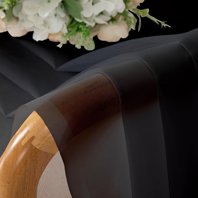 Lecloud Black Sheer Curtains 84 Inches Long 2 Panels, Solid Voile Light Filtering Airy Window Treatments for Living Room Bedroom, Lightweight Breathable Drapes with Dual Rod Pocket, 40" W x 84" L