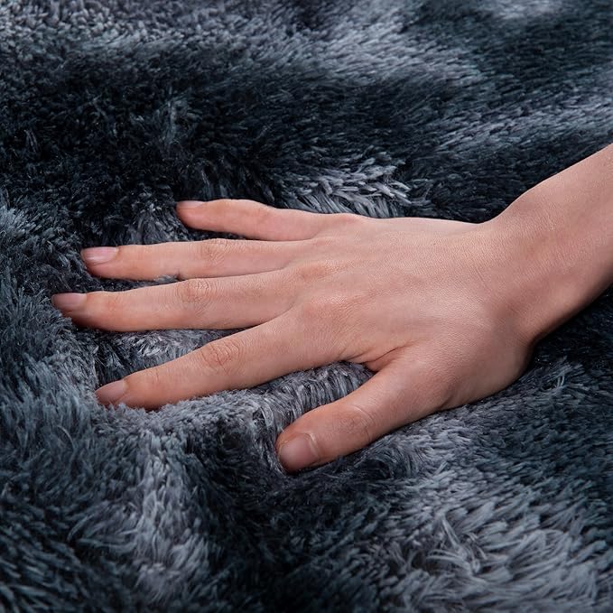 Rugs for Living Room 8x10, Soft Shaggy Modern Shag Area Rug for Bedroom, Upgrade Non-Slip Plush Fluffy Carpet for Kids Boys Girls Room Home Decor Aesthetic, Blue Grey