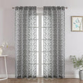 Chyhomenyc Charcoal Grey Sheer Curtains 72 Inches Long 2 Panels Set, Light Filtering Tufted Textured Soft Airy Rod Pocket Elegant Leaf Window Treatment Drapes for Bedroom Living Room, 42"Wx72"L, 2PCS