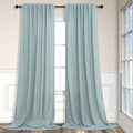 Seafoam Green Curtains 96 Inches Long for Living Room 2 Panels Back Tab Pocket Semi Sheer Linen Summer Ocean Mint Green Curtains for Bedroom Dining Spa Sea Mist Teal Grey Aqua Drapes Kids Decor 8 FT