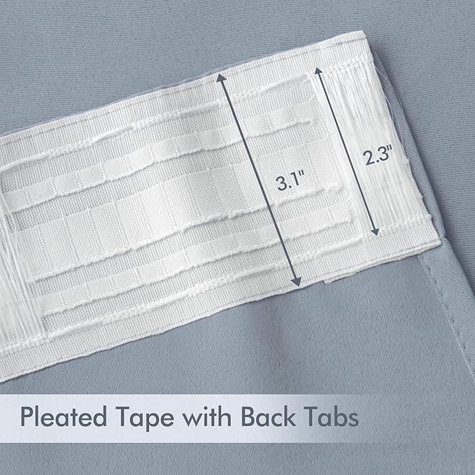 MIULEE Light Blue Back Tab Blackout Curtains 84 Inch Length 2 Panels Set for Living Room Bedroom Privacy, Rod Pocket/Pinch Pleat Thermal Insulated Room Darkening Pleated Light Blocking Drapes