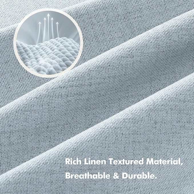 MIULEE 100% Blackout Linen Curtains for Bedroom, Chambray Blue Solid Luxury Decor Thermal Insulation Room Darkening Drapes for Living Room Nursery Back Tab Rod Pocket 42 x 63 Inches, 2 Panels