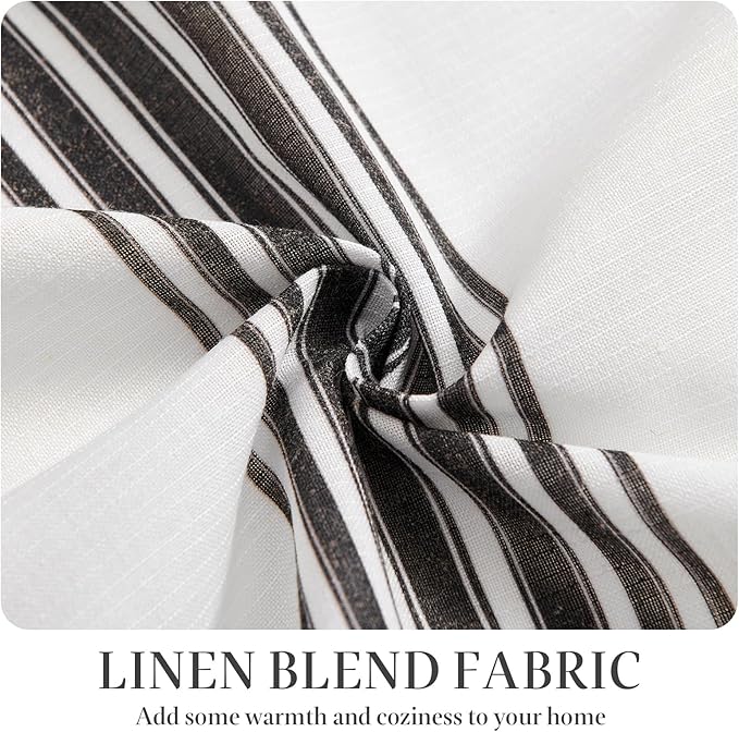 jinchan Striped Linen Valance Curtain 16 Inch Vertical Striped Valance for Kitchen Bathroom Light Filtering Rod Pocket Cottagecore Farmhouse Semi Sheer Short Window Curtain 1 Panel Black