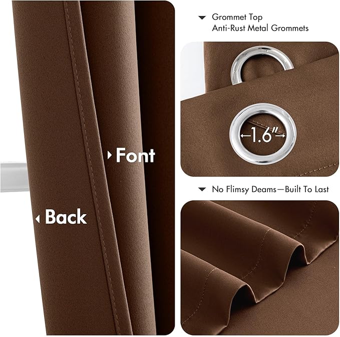 MIULEE Cappuccino Brown Blackout Curtains for Bedroom Living Room 84 Inches Long 2 Panels, Thermal Insulated Room Darkening Drapes Grommet Noise Reduction Light Blocking Window Treatments 50x84 Inch