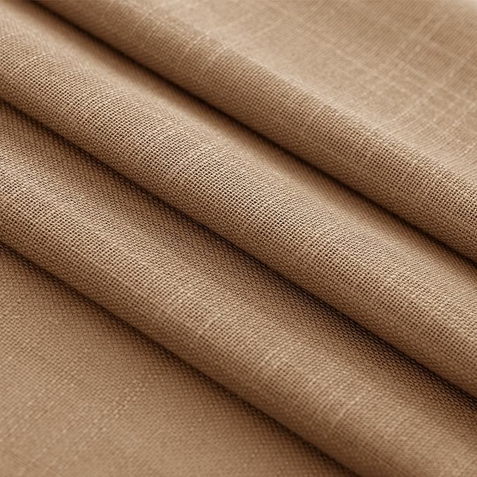 Brown Curtains for Living Room Back Tab Modern Farmhouse Semi Sheer Curtains 132 inches Long 2 Panels Set Muted Neutral Window Curtain for Dining Room Bedroom 52x132