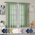Simplebrand Sage Green Semi Sheer Curtains 63 Inch Length 2 Panels, Light Filtering Geometric Jacquard Clip Textured Short Sheer Curtains for Bedroom，Modern Elegant Window Curtains Drapes，42x63 inch