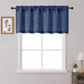 OWENIE Navy Blue Valances for Windows 1 Pcs 22 Inch Length, Light Filtering Textured Short Small Valance Curtains for Bathroom Basement Living Room, Half Window Curtains Over Sink, 60" W by 22" L