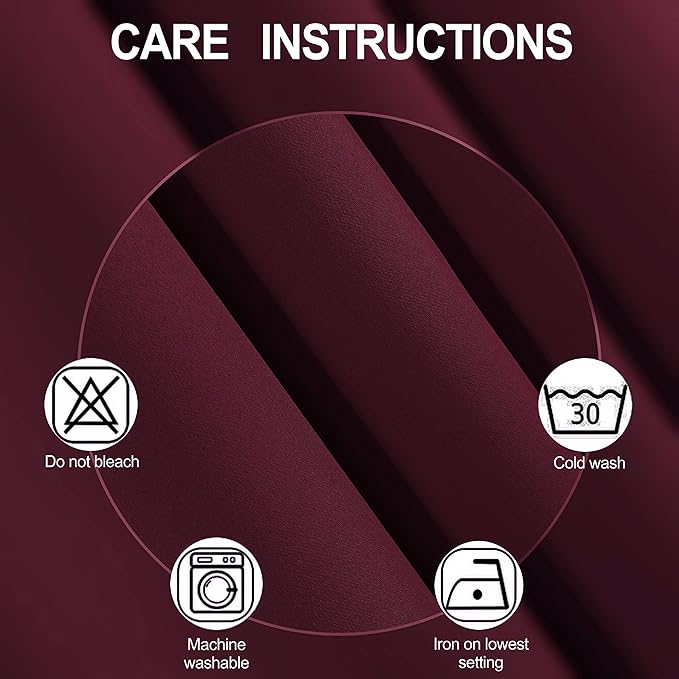 LEMOMO Burgundy Red Blackout Curtains 42 x 63 Inch Length/Set of 2 Curtain Panels/Thermal Insulated Room Darkening Blackout Curtains for Bedroom