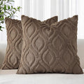 decorUhome Throw Pillow Covers 20x20 Inch Set of 2, Soft Plush Faux Wool Brown Solid Couch Pillow Covers, Accent Farmhouse Neutral Square Pillow Cases for Sofa Bed Living Room