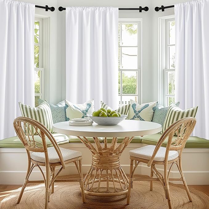 NICETOWN Bedroom 100% Blackout Curtains, 2 Panels, 34 by 63, Snow White, Window Treatment Rod Pocket Curtains/Drapes for Bedroom