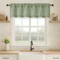 OVZME Green Valance for Windows, Light Filtering Faux Linen Textured Small Short Valance Kitchen Curtain, Dual Rod Pocket Top Short Window Curtain for Bathroom Basement Farmhouse, 1 Piece, 52Wx14L