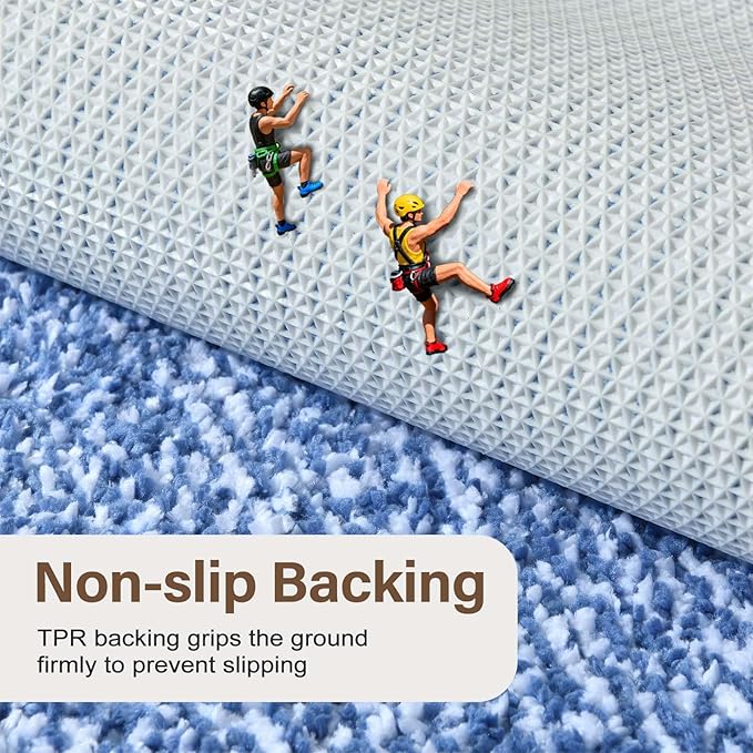70x24 Long Bathroom Rugs Washable Non Slip, Blue Bath Mat for Bathroom Floor Tub, Soft Absorbent Quick Dry Mats for Shower, Bathtub,Home Decor
