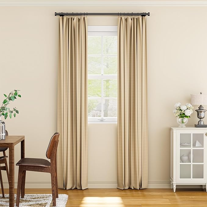 YaFex Heavy Duty Curtain Rods 32-60 Inch, 1 Inch Adjustable Black Curtain Rod for Windows,Short Window Treatment Rods with Aluminium Finials, Easy Installation