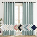 NICETOWN 100% Absolutely Blackout Linen Curtains with Thermal Insulated Liner, Seafoam Green, 62" Wide, 95" Length Energy Saving Curtains for Living Room 2 Panels Set, Vertical Blinds