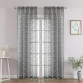 Chyhomenyc Charcoal Grey Sheer Curtains 84 Inch Length 2 Panels Set, Light Filtering Tufted Textured Soft Airy Rod Pocket Gentle Leaf Window Treatment Drapes for Bedroom Living Room, 42" Wx84 L, 2PCS