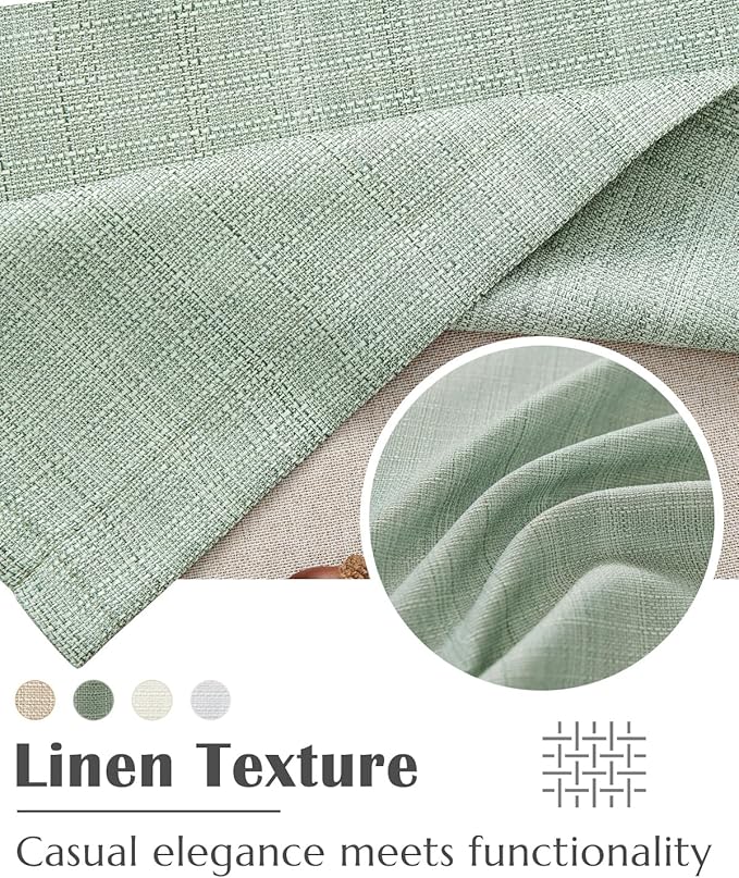 jinchan Curtain Light Filtering Kitchen for Living Room Bedroom Small Windows Valance 18 Inch Double Layer Farmhouse Window Rustic Overlay Rod Pocket 1 Panel Green