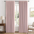 MIULEE 100% Blackout Linen Curtains for Bedroom, Pink Solid Luxury Decor Thermal Insulation Room Darkening Drapes for Living Room Nursery Back Tab Rod Pocket 42 x 84 Inches, 2 Panels