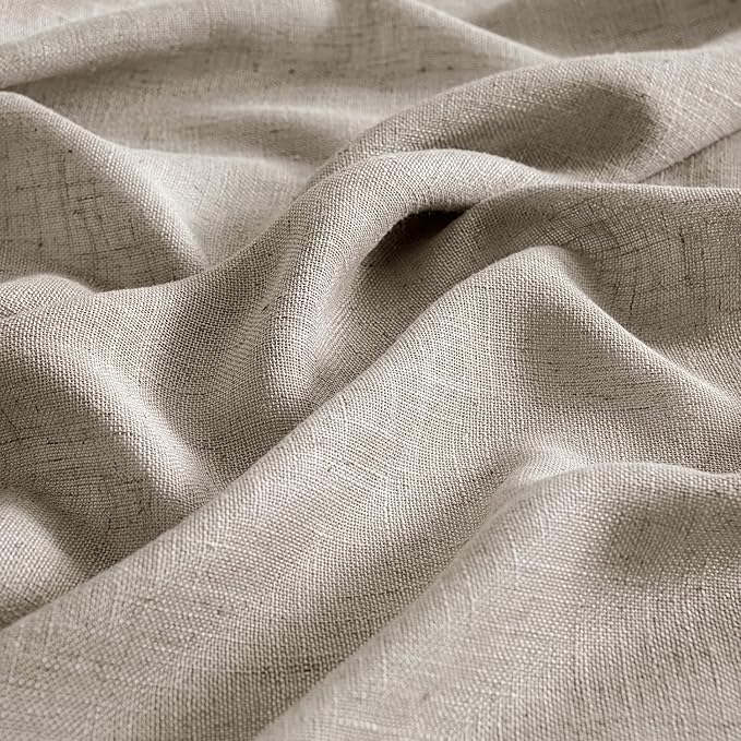 MIULEE Burlywood Birch Linen Curtains 108 Inches Long 2 Panels for Bedroom Living Room, Soft Linen Textured Window Drapes Semi Sheer Light Filtering Back Tab Rod Pocket Farmhouse Burlap Look Decor