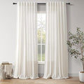 Nanspring Natural Linen Curtains for Living Room 95 Inches Long Rustic Farmhouse Decor Light Filtering Semi Sheer Curtain Back Tab and Rod Pocket Luxury Drapes for Bedroom Office 52x95, 2 Panels